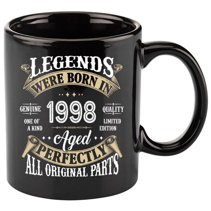 Legends Were Born In 1998 Aged Perfectly Birthday 11oz C Handle Ceramic Mug