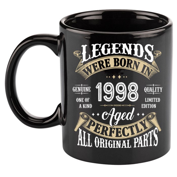 Legends Were Born In 1998 Aged Perfectly Birthday 11oz C Handle Ceramic Mug