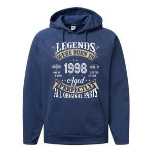 Legends Were Born In 1998 Aged Perfectly Birthday Performance Fleece Hoodie