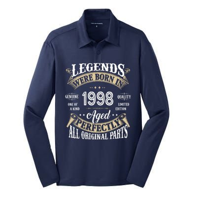 Legends Were Born In 1998 Aged Perfectly Birthday Silk Touch Performance Long Sleeve Polo