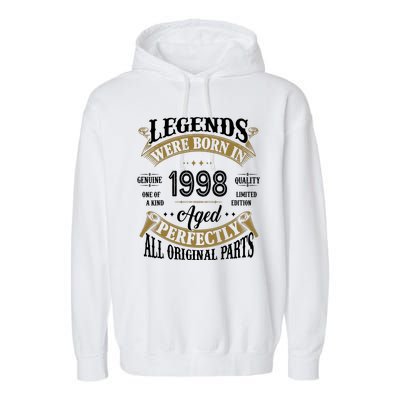 Legends Were Born In 1998 Aged Perfectly Birthday Garment-Dyed Fleece Hoodie