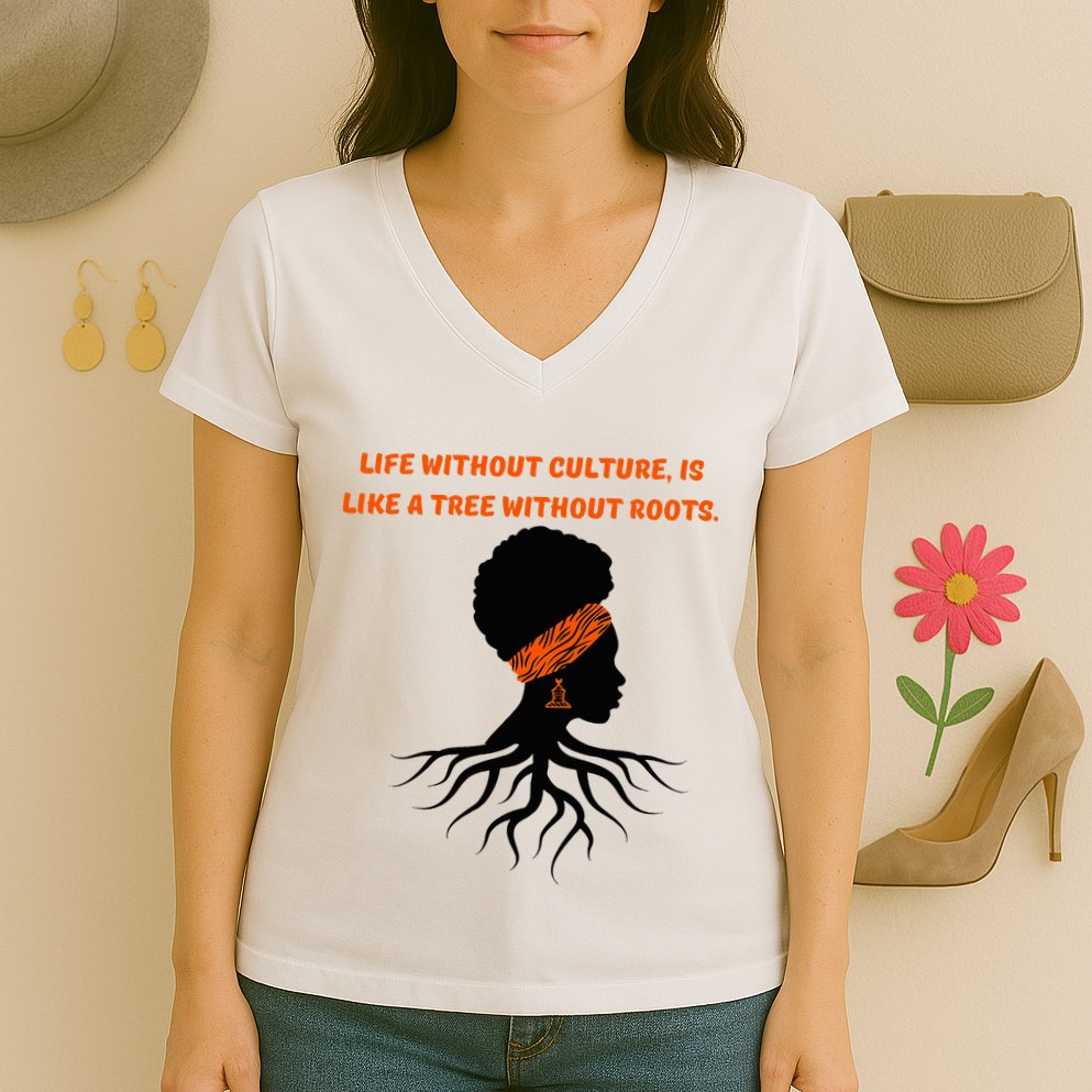 Life Without Culture Is Like A Tree Without Roots Women's V-Neck T-Shirt