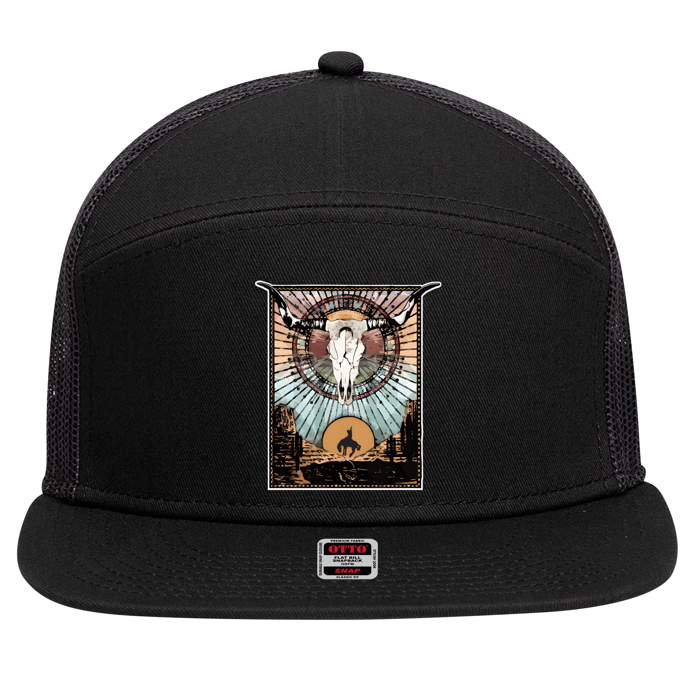 Longhorn Western Country Sweater Western Aesthetic Wild 7 Panel Mesh Trucker Snapback Hat