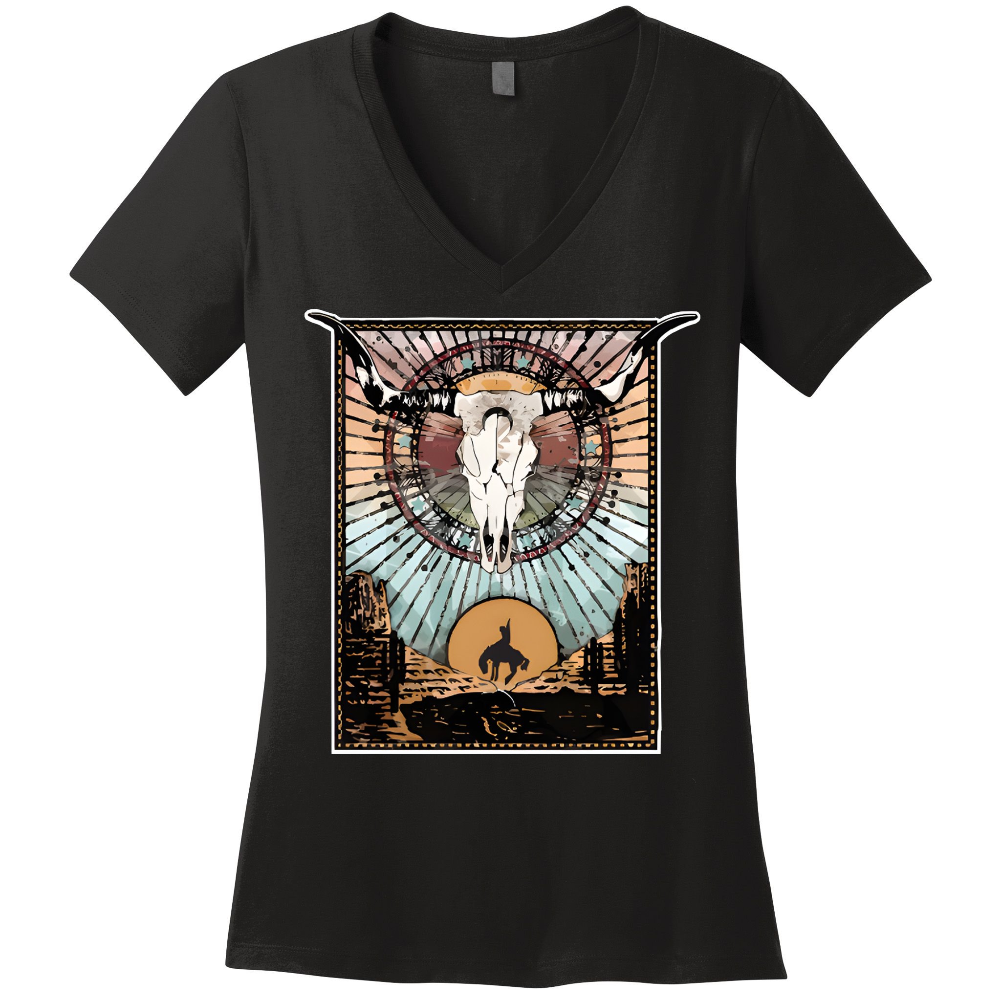 Longhorn Western Country Sweater Western Aesthetic Wild Women's V-Neck T-Shirt