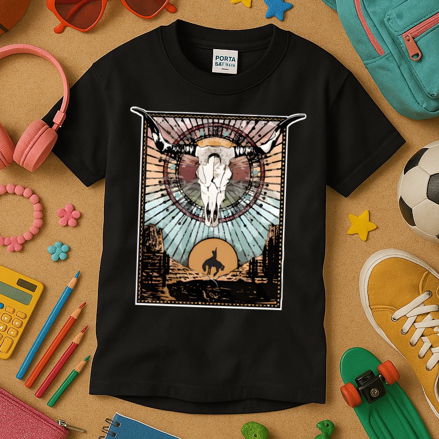 Longhorn Western Country Sweater Western Aesthetic Wild Kids T-Shirt