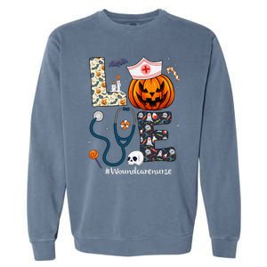 Love Wound Care Nurse Life Spooky Halloween Pumpkin Nurse Garment-Dyed Sweatshirt