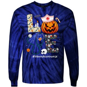 Love Wound Care Nurse Life Spooky Halloween Pumpkin Nurse Tie-Dye Long Sleeve Shirt