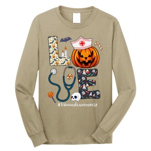 Love Wound Care Nurse Life Spooky Halloween Pumpkin Nurse Long Sleeve Shirt