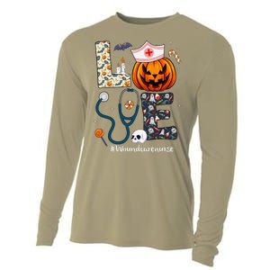 Love Wound Care Nurse Life Spooky Halloween Pumpkin Nurse Cooling Performance Long Sleeve Crew