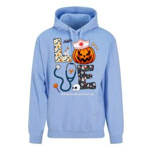 Love Wound Care Nurse Life Spooky Halloween Pumpkin Nurse Unisex Surf Hoodie