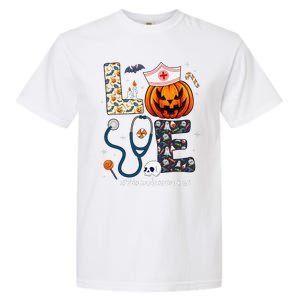 Love Wound Care Nurse Life Spooky Halloween Pumpkin Nurse Garment-Dyed Heavyweight T-Shirt