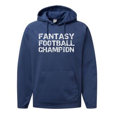 League Winner Champ Trophy Idea Fantasy Football Champion Gift Performance Fleece Hoodie