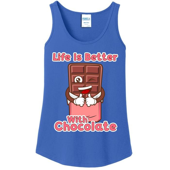 Life With Chocolate Funny Chocolate Bar Funny Gift Ladies Essential Tank