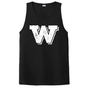 Letter W Capital Alphabet College Varsity Monogram Club PosiCharge Competitor Tank