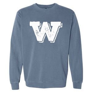 Letter W Capital Alphabet College Varsity Monogram Club Garment-Dyed Sweatshirt