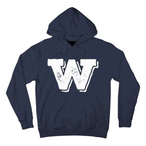 Letter W Capital Alphabet College Varsity Monogram Club Hoodie