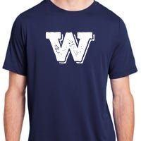 Letter W Capital Alphabet College Varsity Monogram Club Adult ChromaSoft Performance T-Shirt