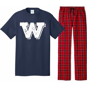 Letter W Capital Alphabet College Varsity Monogram Club Pajama Set