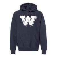 Letter W Capital Alphabet College Varsity Monogram Club Premium Hoodie