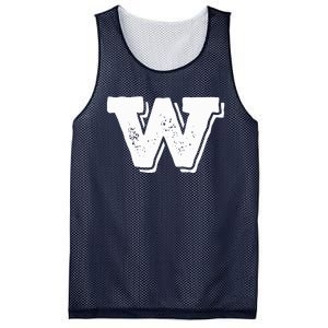 Letter W Capital Alphabet College Varsity Monogram Club Mesh Reversible Basketball Jersey Tank