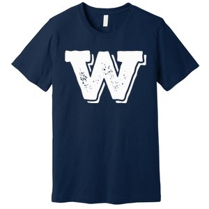 Letter W Capital Alphabet College Varsity Monogram Club Premium T-Shirt