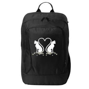 Lovely White Cat Flower Design Cats Heart Shape Tails Gift City Backpack