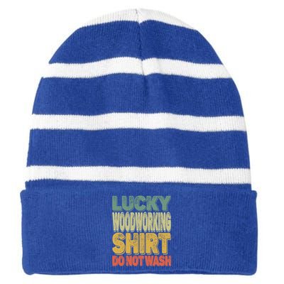 Lucky Woodworking Carpenter Funny Gift Do Not Wash Gift Striped Beanie with Solid Band