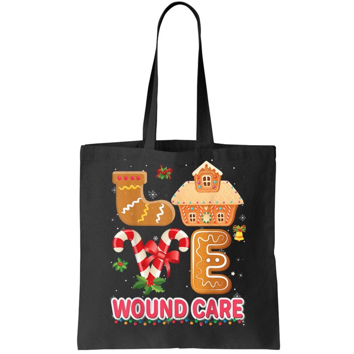 Love Wound Care Nurse Gingerbread Merry Christmas Sweater Tote Bag