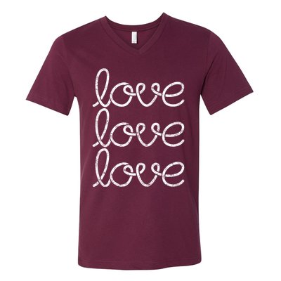 Love Women Casual Cute Valentines Day Graphic V-Neck T-Shirt