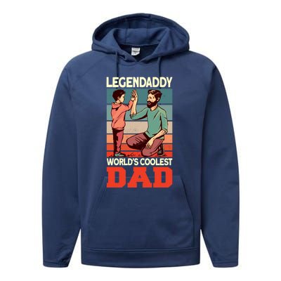 Legendaddy Worlds Coolest Dad Gift Dad And Son Fathers Day Gift Performance Fleece Hoodie