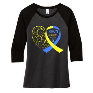 Love World Down Syndrome Awareness  Day Love Women's Tri-Blend 3/4-Sleeve Raglan Shirt