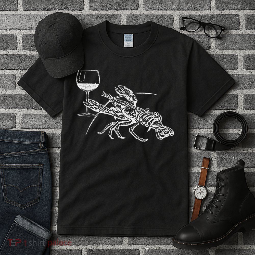 Lobster Wine Drinking Funny Beach Cruise Vacation Gift Tall T-Shirt