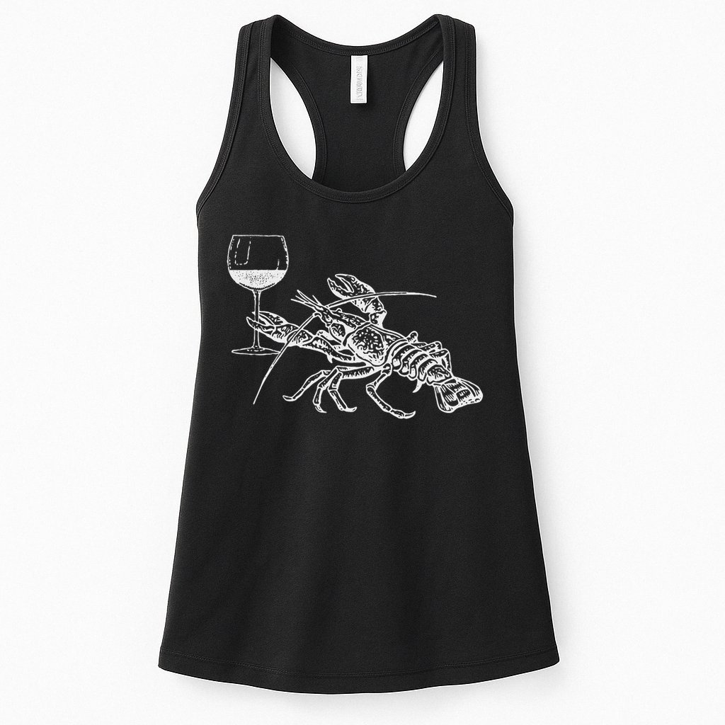 Lobster Wine Drinking Funny Beach Cruise Vacation Gift Womens Tank Top