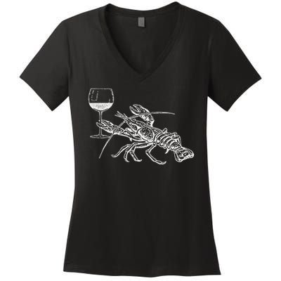 Lobster Wine Drinking Funny Beach Cruise Vacation Gift Women's V-Neck T-Shirt