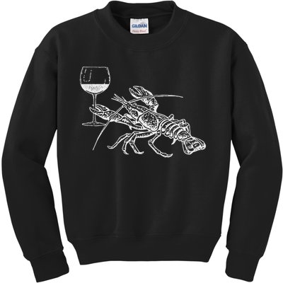 Lobster Wine Drinking Funny Beach Cruise Vacation Gift Kids Sweatshirt