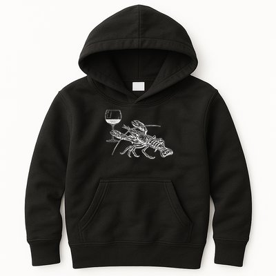 Lobster Wine Drinking Funny Beach Cruise Vacation Gift Kids Hoodie