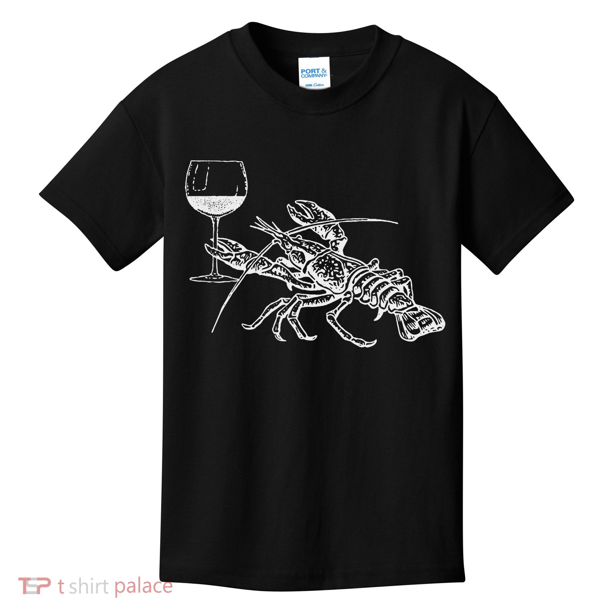 Lobster Wine Drinking Funny Beach Cruise Vacation Gift Kids T-Shirt
