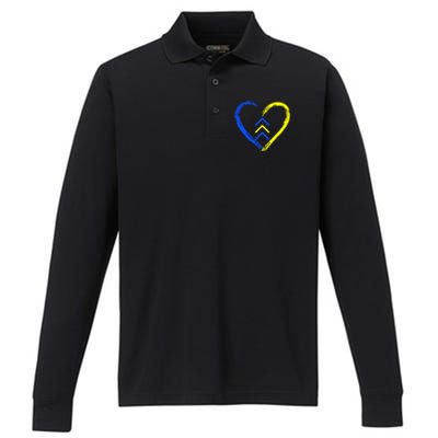 Love World Down Syndrome Awareness Day Love 3 Arrows Performance Long Sleeve Polo