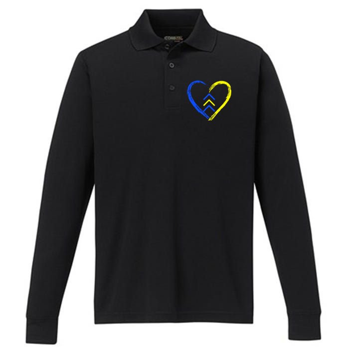 Love World Down Syndrome Awareness Day Love 3 Arrows Performance Long Sleeve Polo