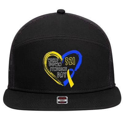Love World Down Syndrome Awareness Day Love 7 Panel Mesh Trucker Snapback Hat