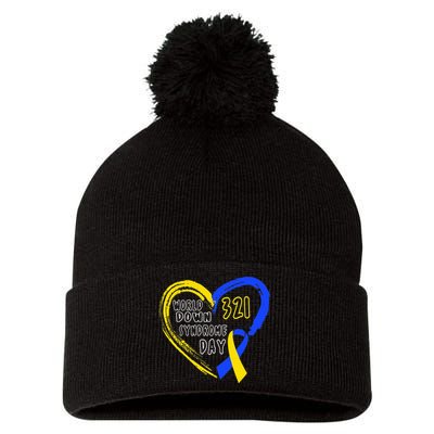 Love World Down Syndrome Awareness Day Love Pom Pom 12in Knit Beanie