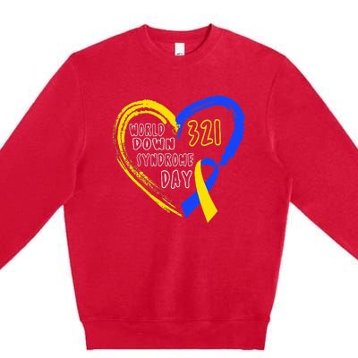 Love World Down Syndrome Awareness Day Love Premium Crewneck Sweatshirt