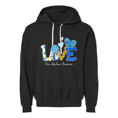 LOVE World Down Syndrome Day Awareness Leopard Gnome Ribbon Garment-Dyed Fleece Hoodie