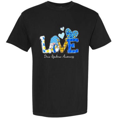 LOVE World Down Syndrome Day Awareness Leopard Gnome Ribbon Garment-Dyed Heavyweight T-Shirt