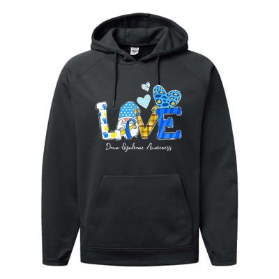 LOVE World Down Syndrome Day Awareness Leopard Gnome Ribbon Performance Fleece Hoodie