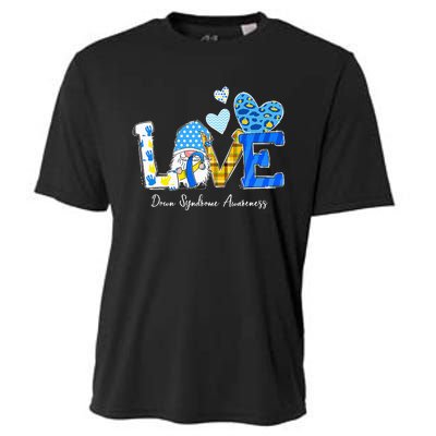 LOVE World Down Syndrome Day Awareness Leopard Gnome Ribbon Cooling Performance Crew T-Shirt