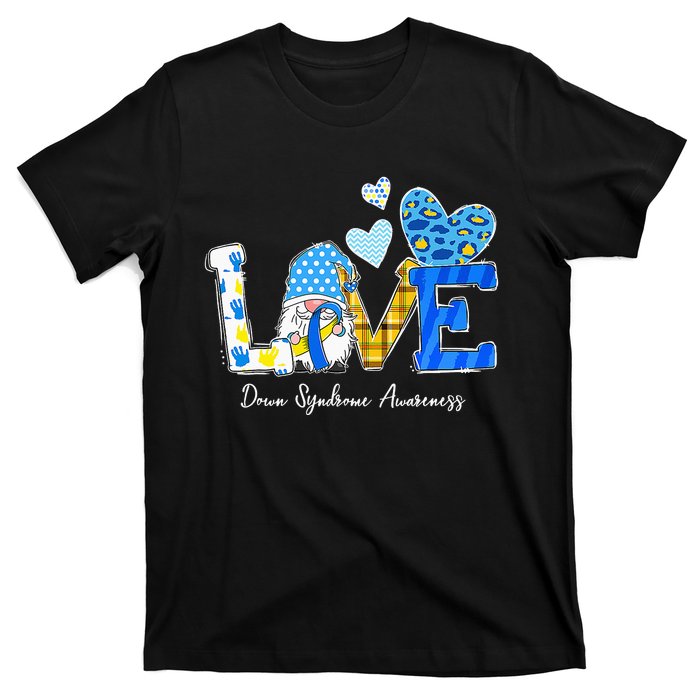 LOVE World Down Syndrome Day Awareness Leopard Gnome Ribbon T-Shirt