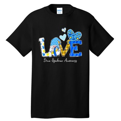 LOVE World Down Syndrome Day Awareness Leopard Gnome Ribbon Tall T-Shirt