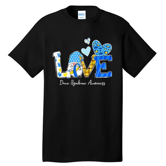 LOVE World Down Syndrome Day Awareness Leopard Gnome Ribbon Tall T-Shirt