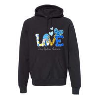 LOVE World Down Syndrome Day Awareness Leopard Gnome Ribbon Premium Hoodie